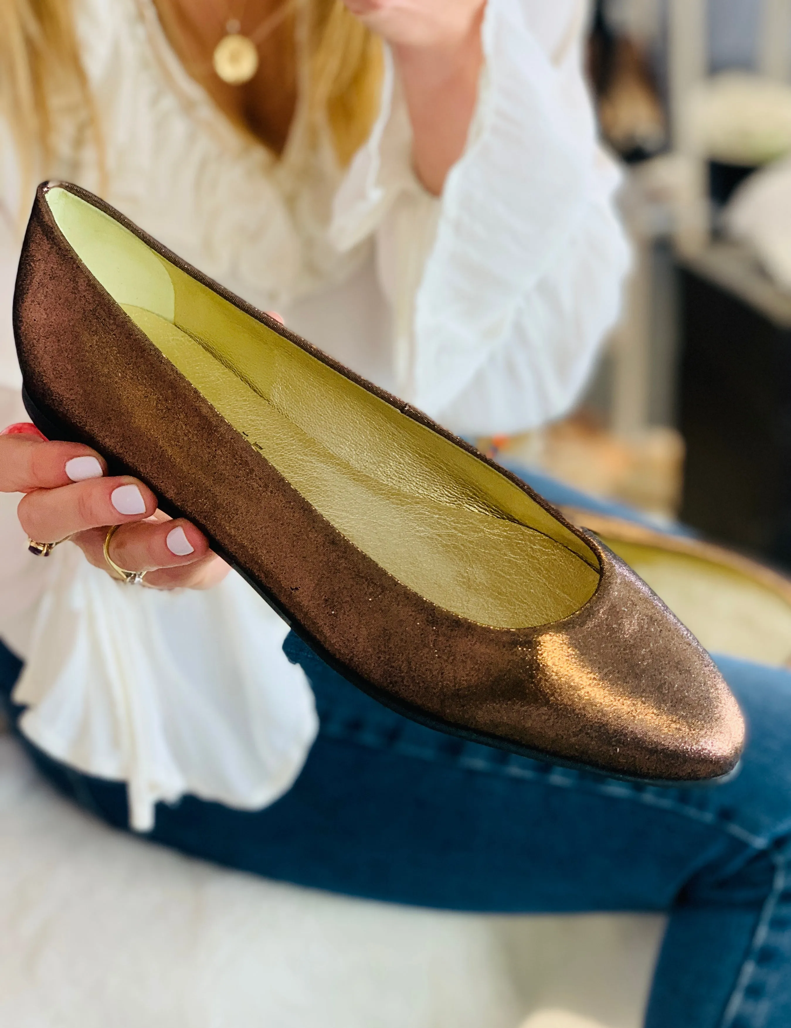 SAMPLE SALE Bronze Metallic Ballet Pump