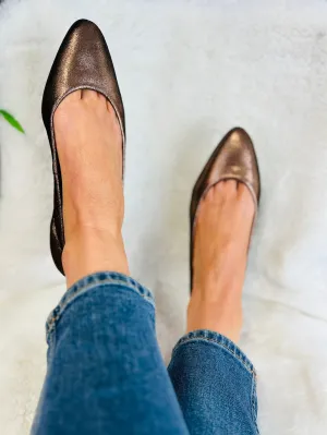 SAMPLE SALE Bronze Metallic Ballet Pump