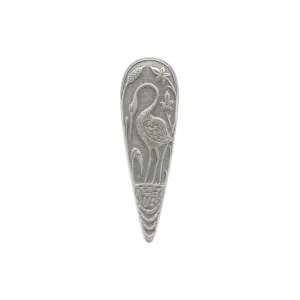 Silver plated brass Aesthetic period style stamped embossed Flamingo. 1 pc. b9-2210s
