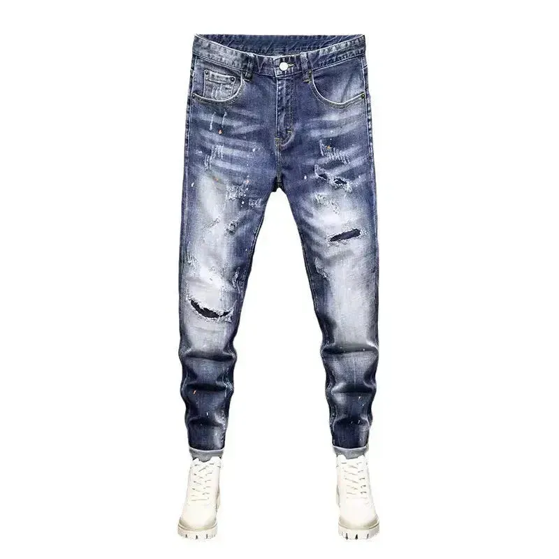 Slim Fit Light Washed Ripped Jeans