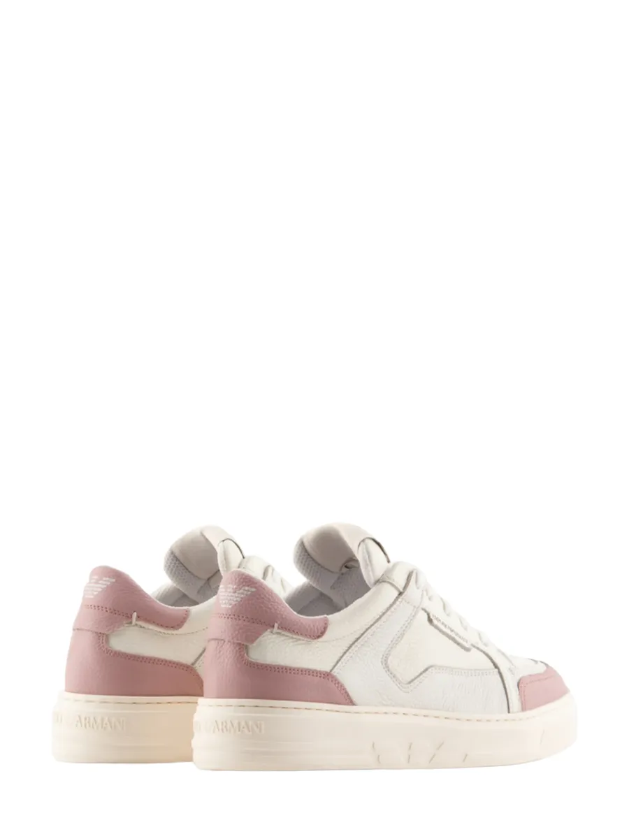 Sneakers in pelle con aquila sul back e dettagli a contrasto
