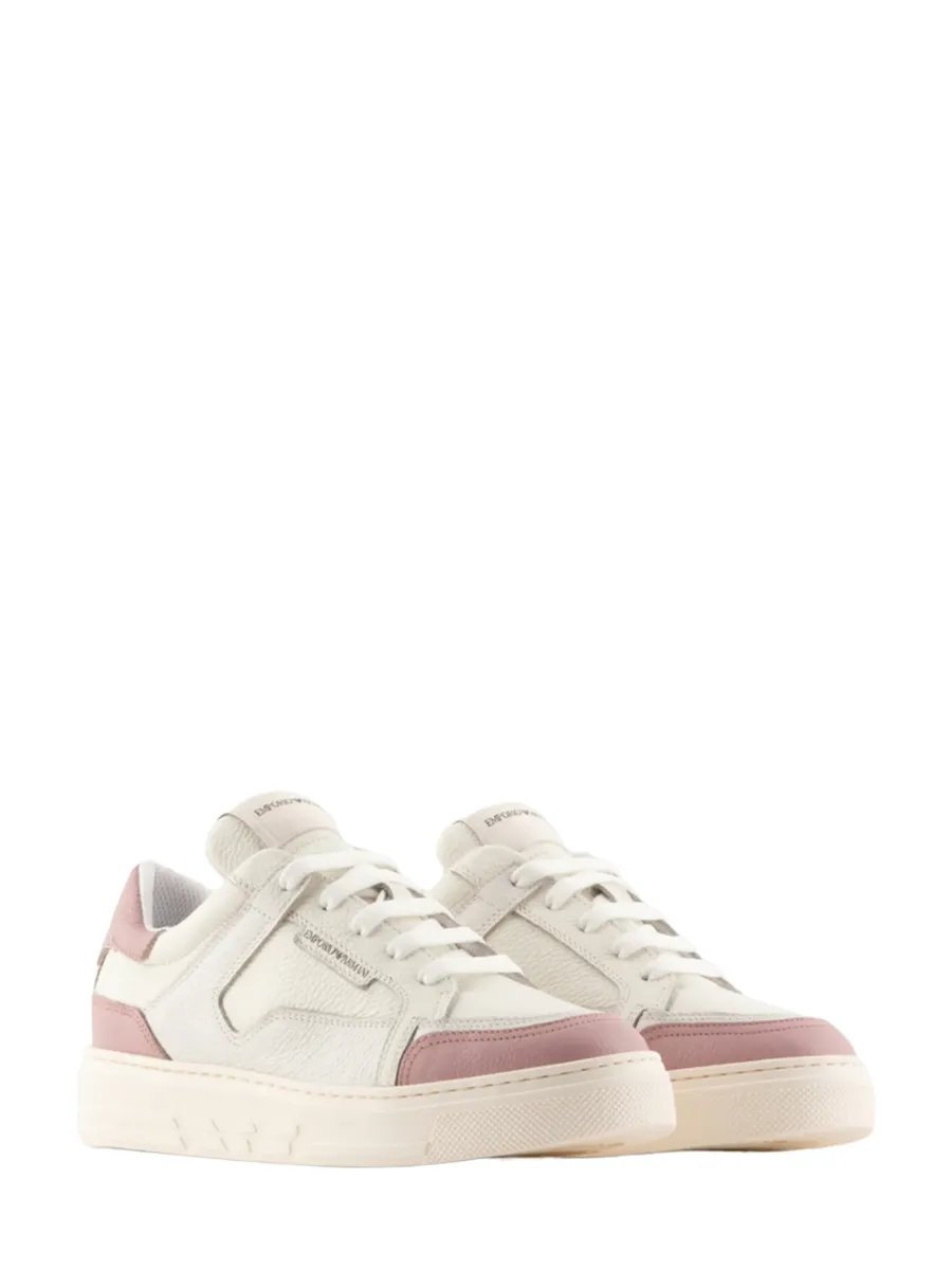 Sneakers in pelle con aquila sul back e dettagli a contrasto