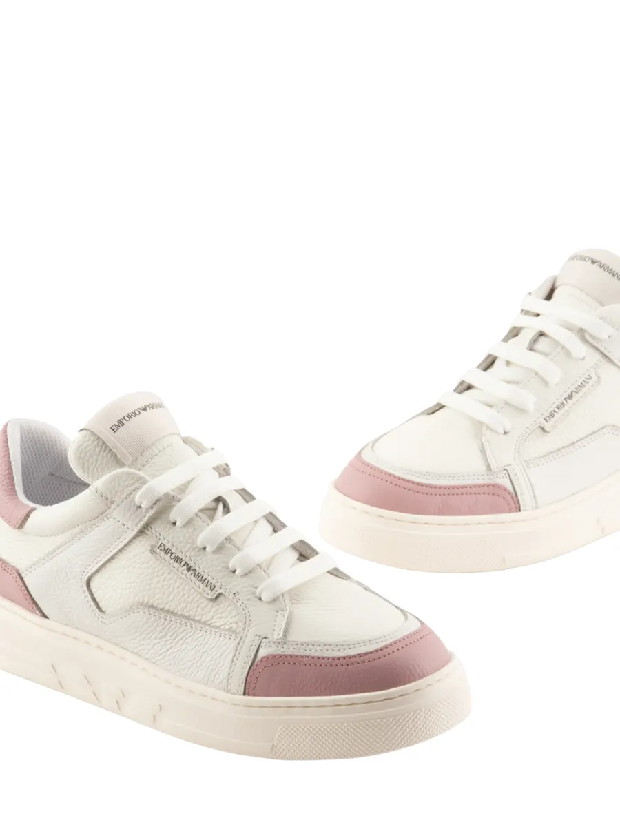 Sneakers in pelle con aquila sul back e dettagli a contrasto