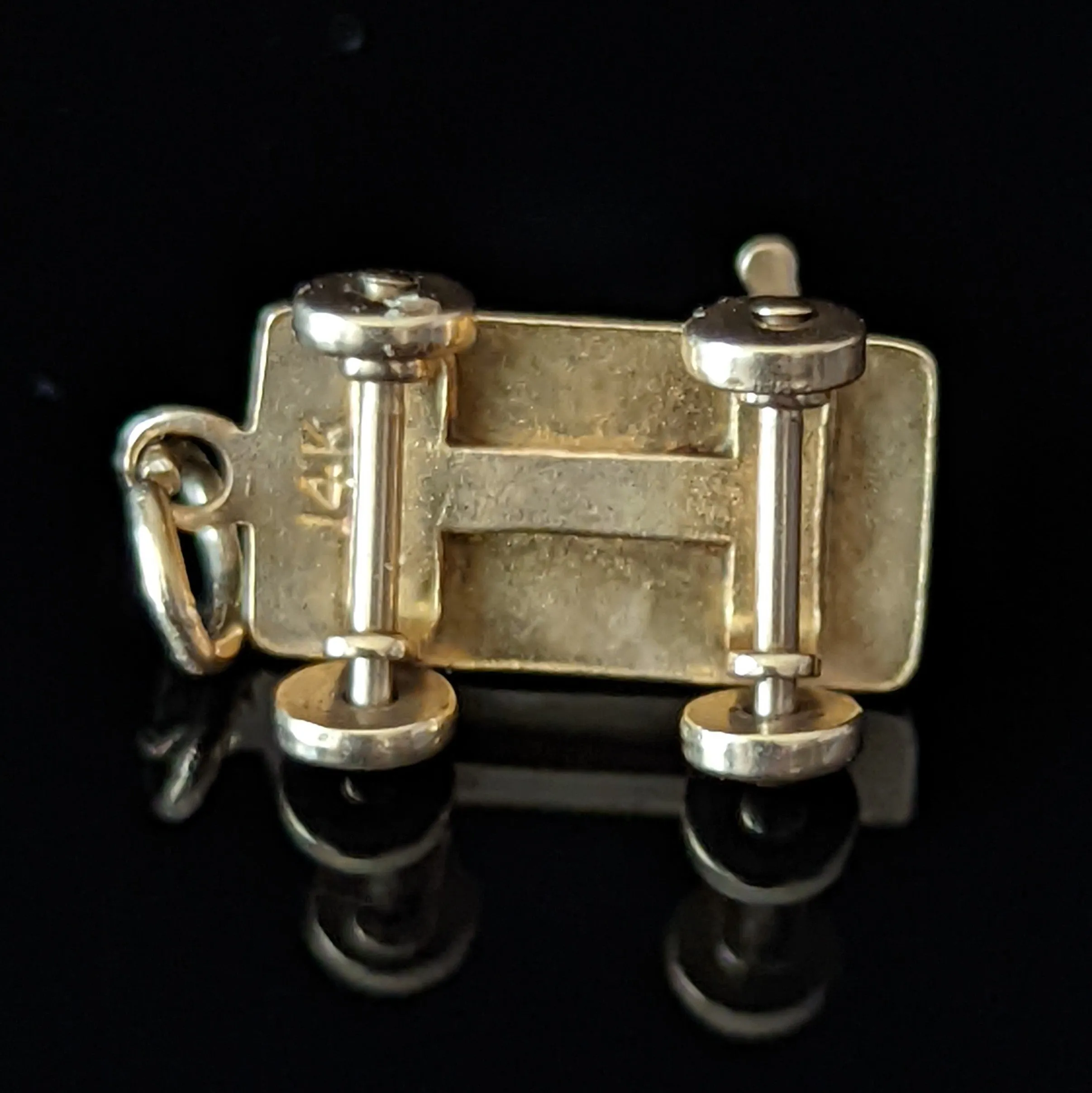 The Laredo - Vintage Articulated Railroad Handcar Charm 14k Gold