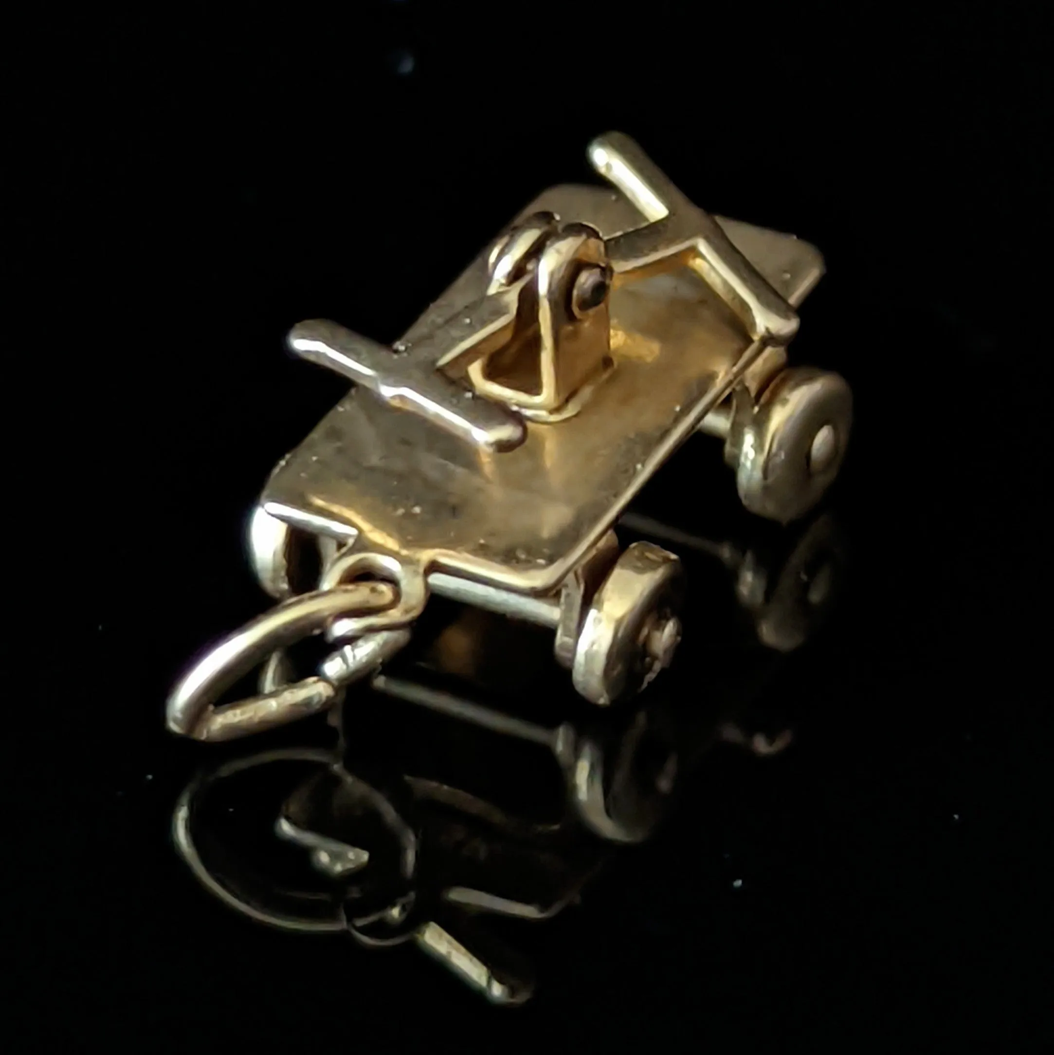 The Laredo - Vintage Articulated Railroad Handcar Charm 14k Gold