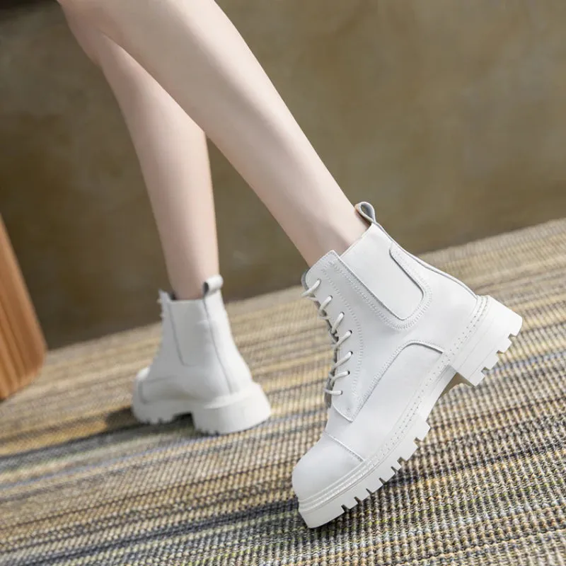 Trendy Combat Style Lace-up Thick-soled Boots for Women