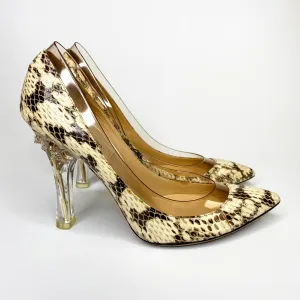 Valentino Snakeskin PVC Crystal Rockstud Pumps
