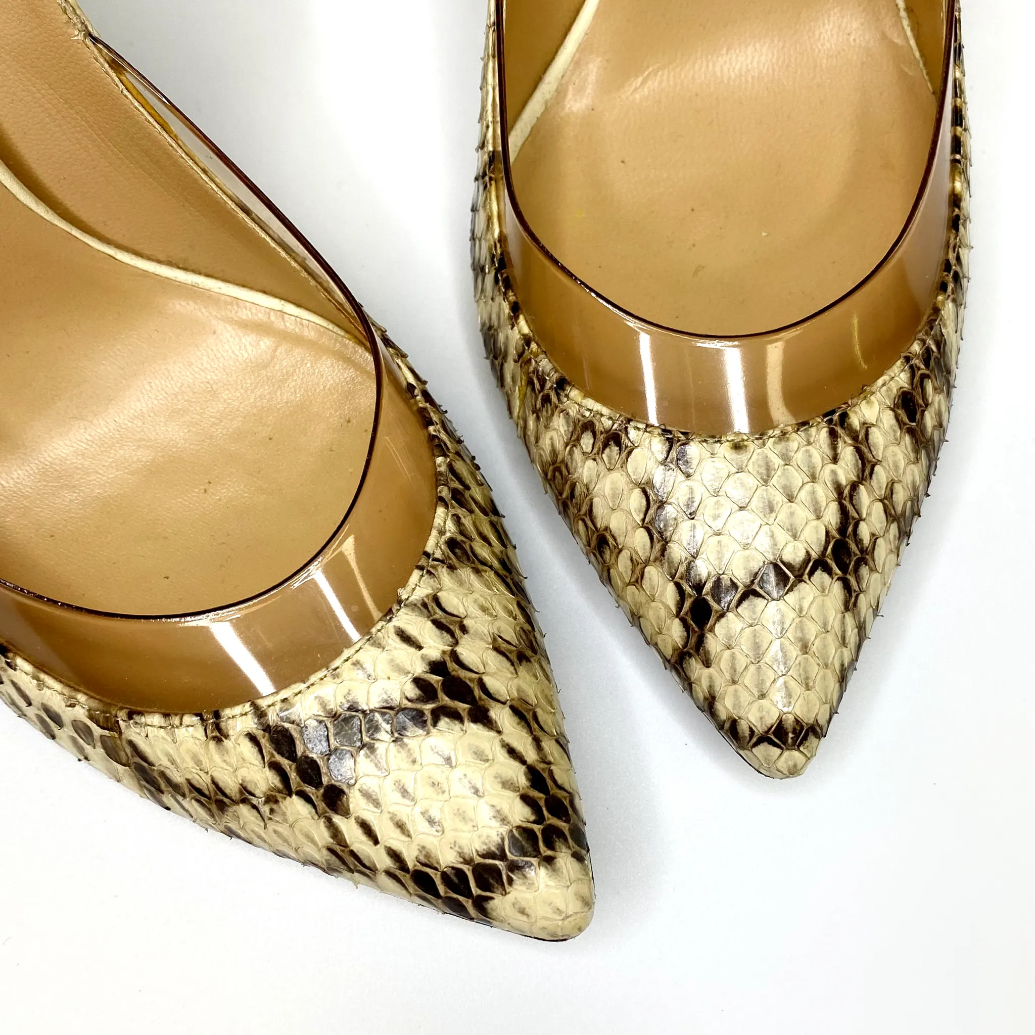 Valentino Snakeskin PVC Crystal Rockstud Pumps