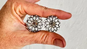 Victorian Style Crystal Post Earrings. Sterling Silver 1076