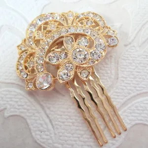 Victorian Swirl Wedding Hair Comb with Clear Crystal Bridal Jewelry