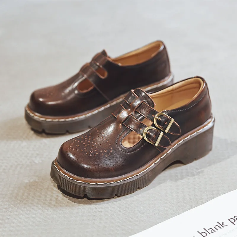Vintage Brogue Cute Women's Shoes Platform