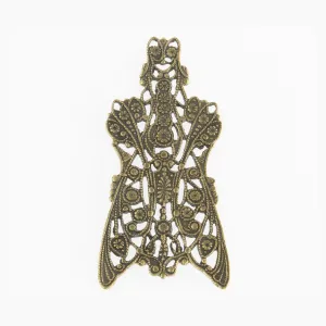 Vintage Edwardian style stamped antiqued brass filigree component. Great for wrapping stones. 50x25mm. Pkg. of 1. b9-0727