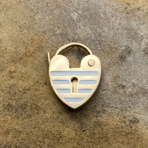 Vintage Enamel Heart Padlock Charm