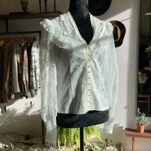 Vintage Gunne Sax Gunnies Lace Victorian Style Blouse 80s