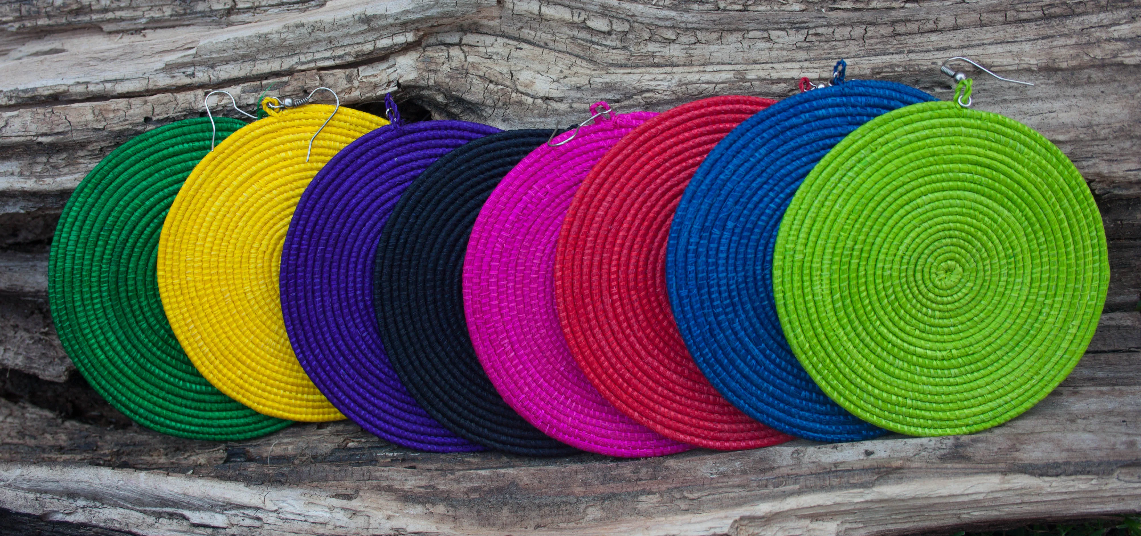 Woven Straw Round Earrings: Medium, Large & Extra Large